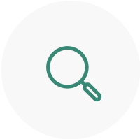 A green magnifying glass icon centered on a white circular background, symbolizing search or exploration. The design is simple and modern.